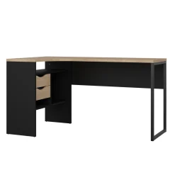 Hoek-kantoorbureau Function Plus Mat Zwart Jackson Hickory - Giga Living