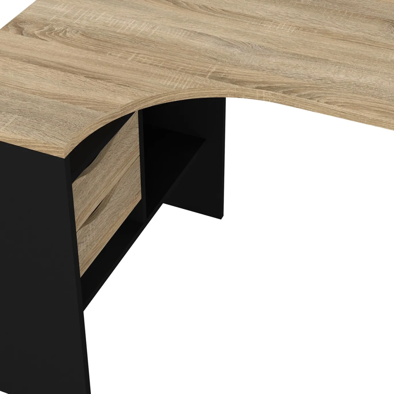 Hoek-kantoorbureau Function Plus Naturel/Mat Zwart - Giga Living