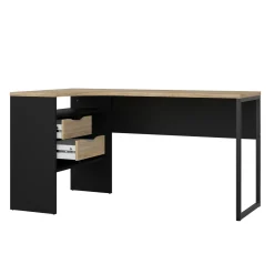 Hoek-kantoorbureau Function Plus Naturel/Mat Zwart - Giga Living
