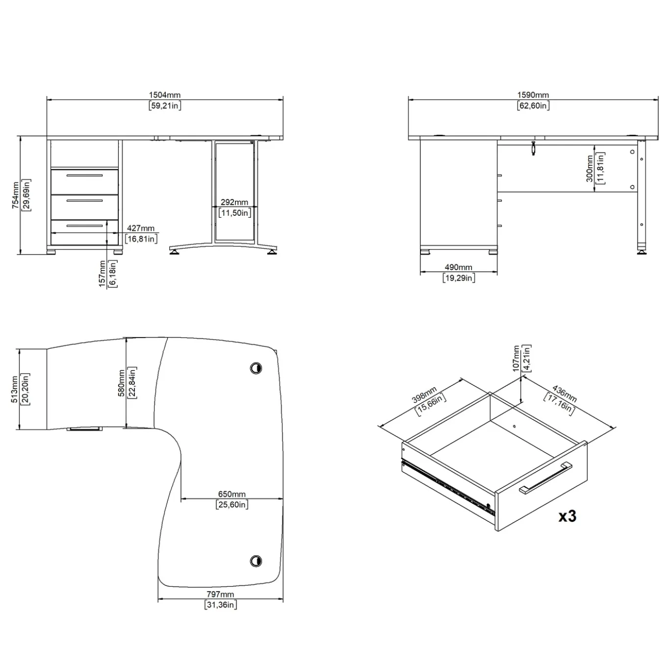 Hoek-kantoorbureau Prima Naturel - Giga Living