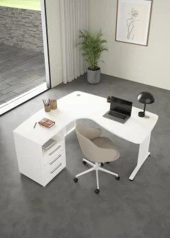 Hoek-kantoorbureau Prima Wit - Giga Living
