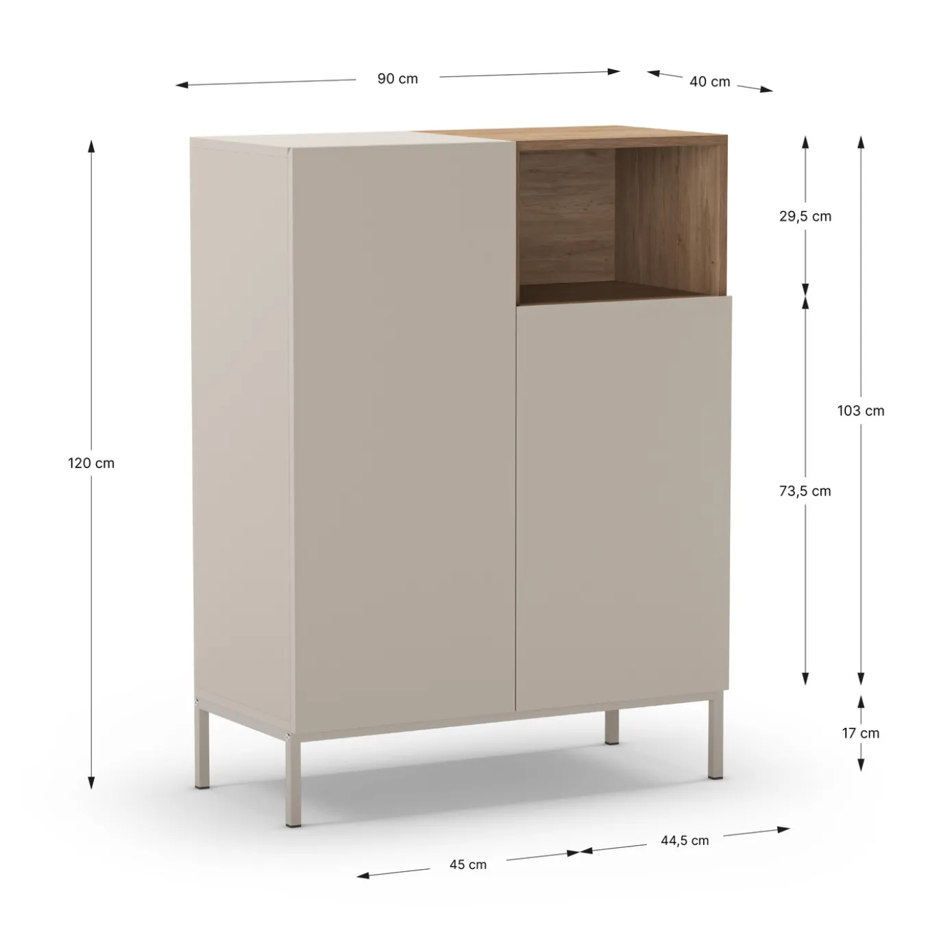 Hoge Kast Cailin 2d1h Crème/Naturel Me - Giga Meubel