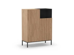 Hoge Kast Cailin 2d1h Naturel/zwart Me - Giga Meubel