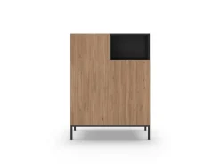 Hoge Kast Cailin 2d1h Naturel/zwart Me - Giga Meubel