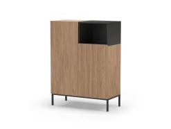 Hoge Kast Cailin 2d1h Naturel/zwart Me - Giga Meubel