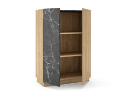 Hoge Kast Dione 2d Naturel/marmer Lotus - Giga Meubel