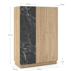 Hoge Kast Dione 2d Naturel/marmer Lotus - Giga Meubel