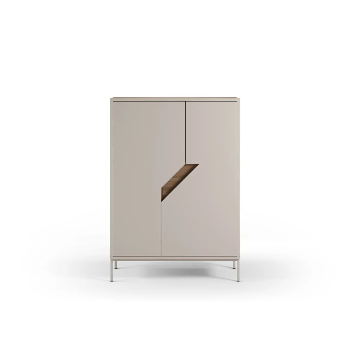 Hoge Kast Lilou 2d Naturel/crème - Giga Meubel