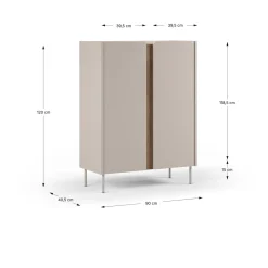 Hoge Kast Lucile 2d 90cm Crème/Naturel - Giga Meubel
