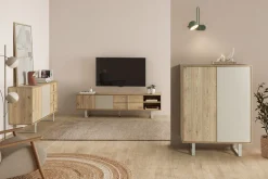 Hoge Kast Millay 2d Eiken/grijs - Giga Meubel