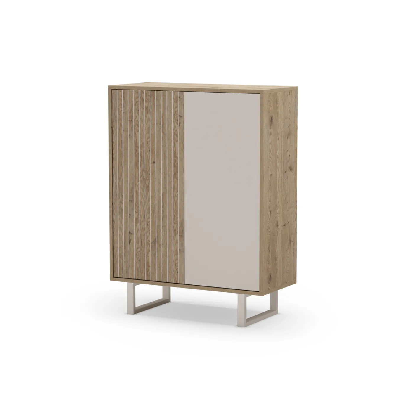 Hoge Kast Millay 2d Eiken/grijs - Giga Meubel