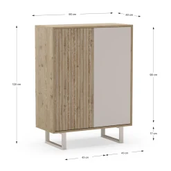 Hoge Kast Millay 2d Eiken/grijs - Giga Meubel