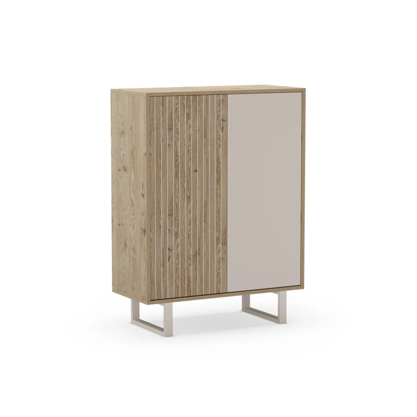 Hoge Kast Millay 2d Eiken/grijs - Giga Meubel
