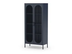 Hoge Vitrinekast Diora 2d Blauw - Giga Meubel