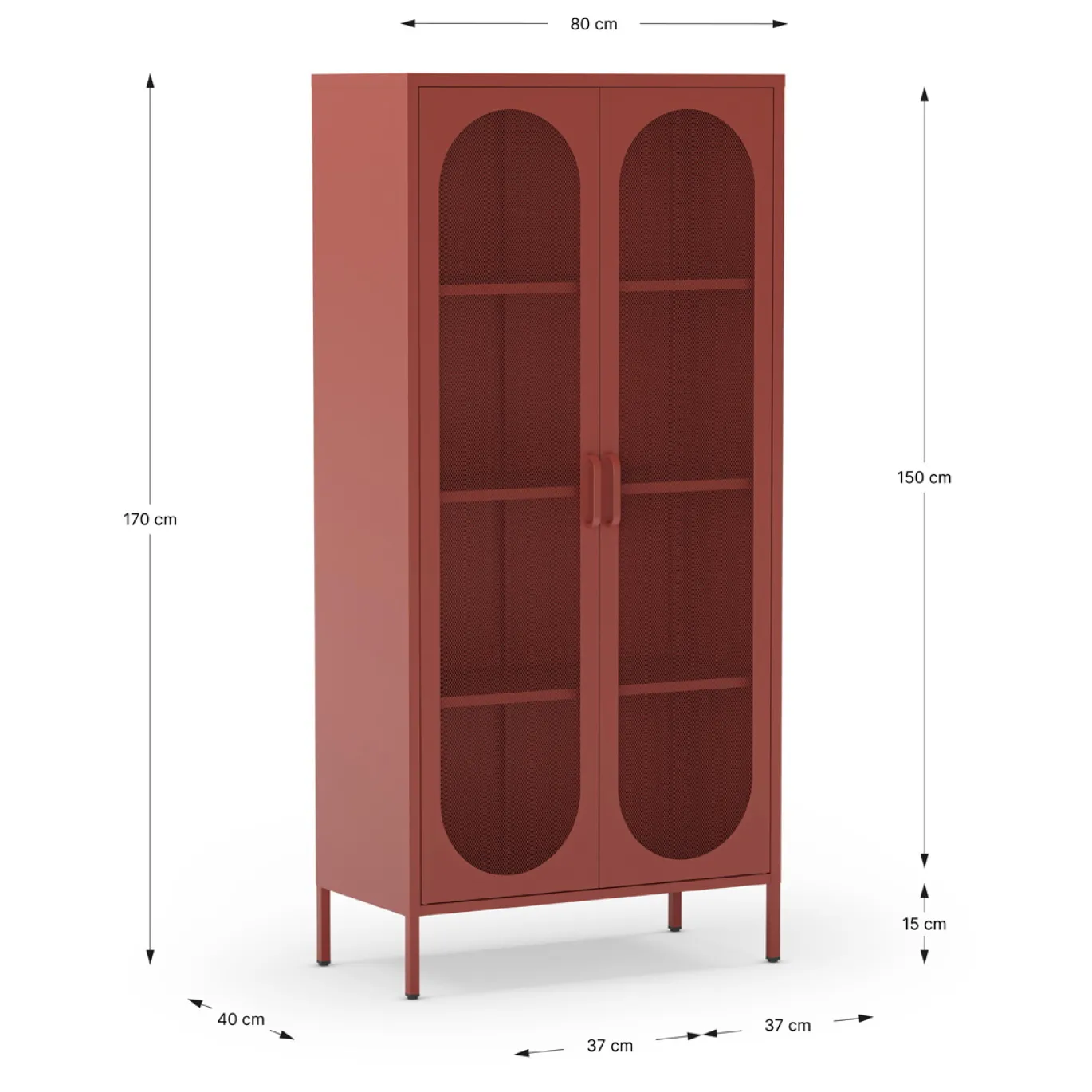 Hoge Vitrinekast Diora 2d Terracotta - Giga Meubel