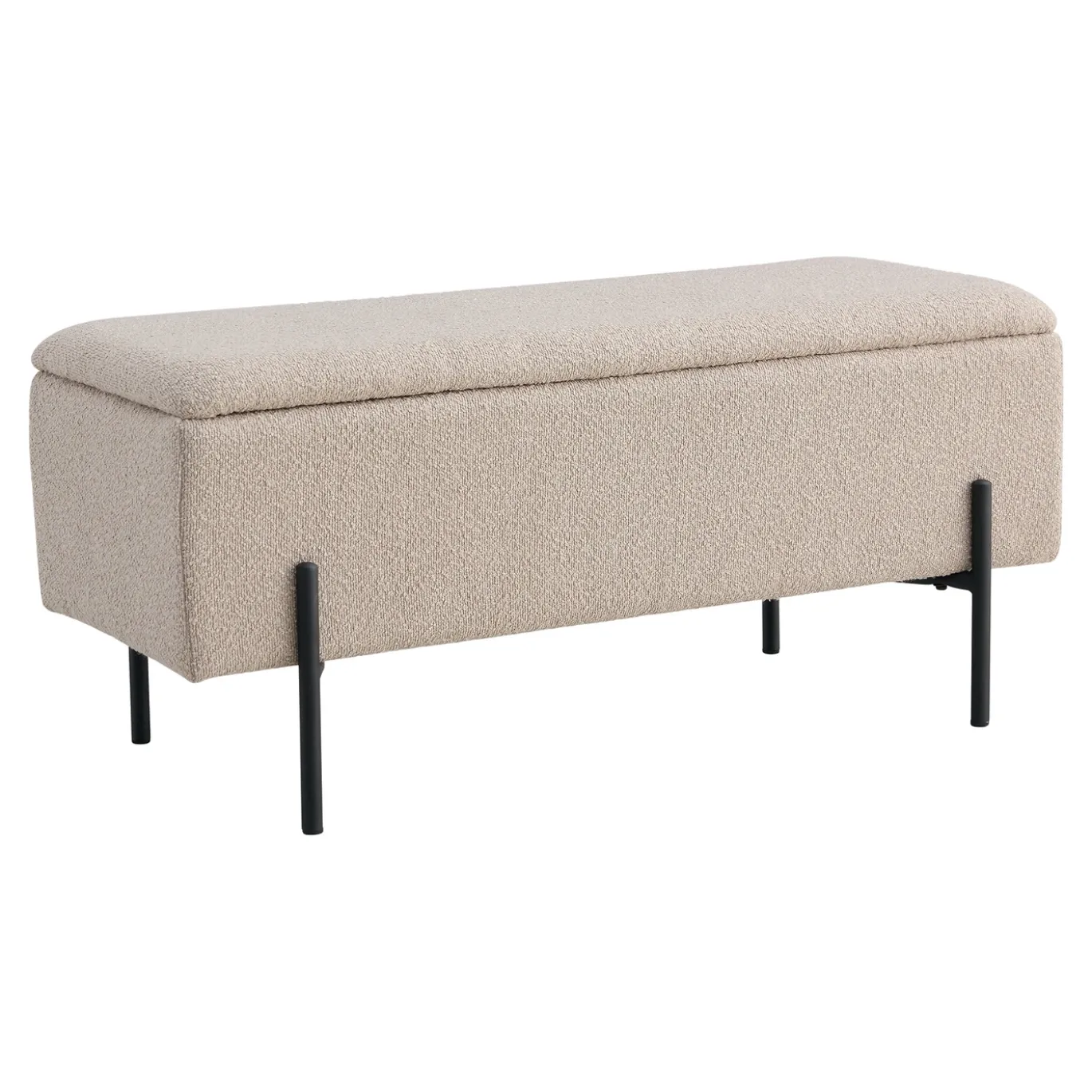 House Nordic Bankje Watford Bouclé met Opslag Beige 95x36,5x46cm