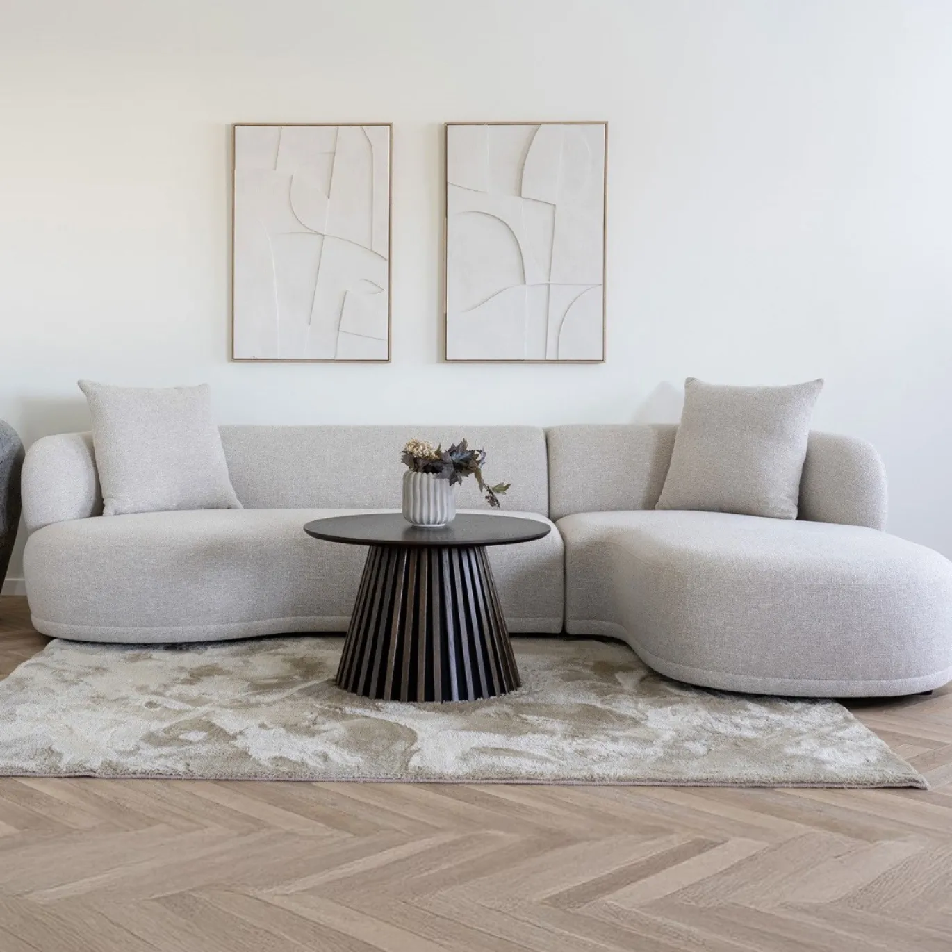 House Nordic Bank Kingston Polyester Naturel Rechts