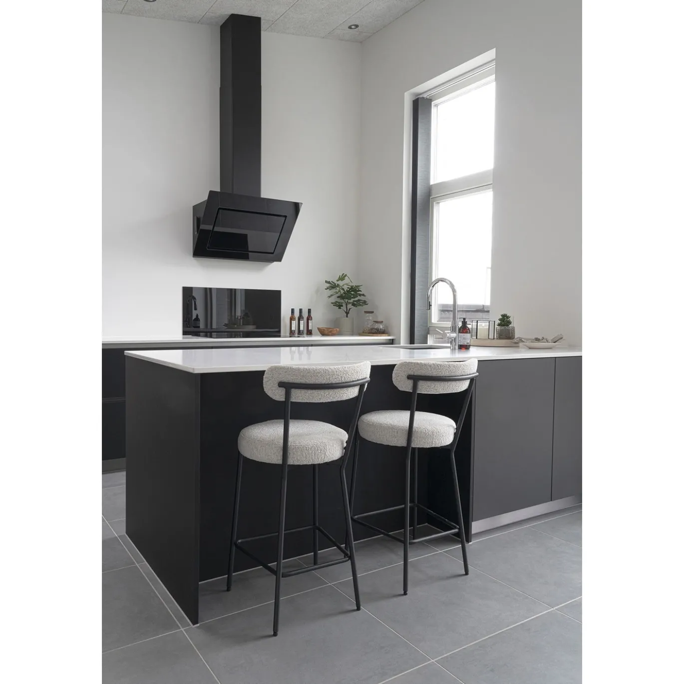 House Nordic Barstoel Badalona Bouclé Wit