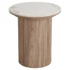 House Nordic Bijzettafel Athens Keramisch Wit/Bruin ø45cm