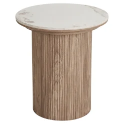 House Nordic Bijzettafel Athens Keramisch Wit/Bruin ø45cm