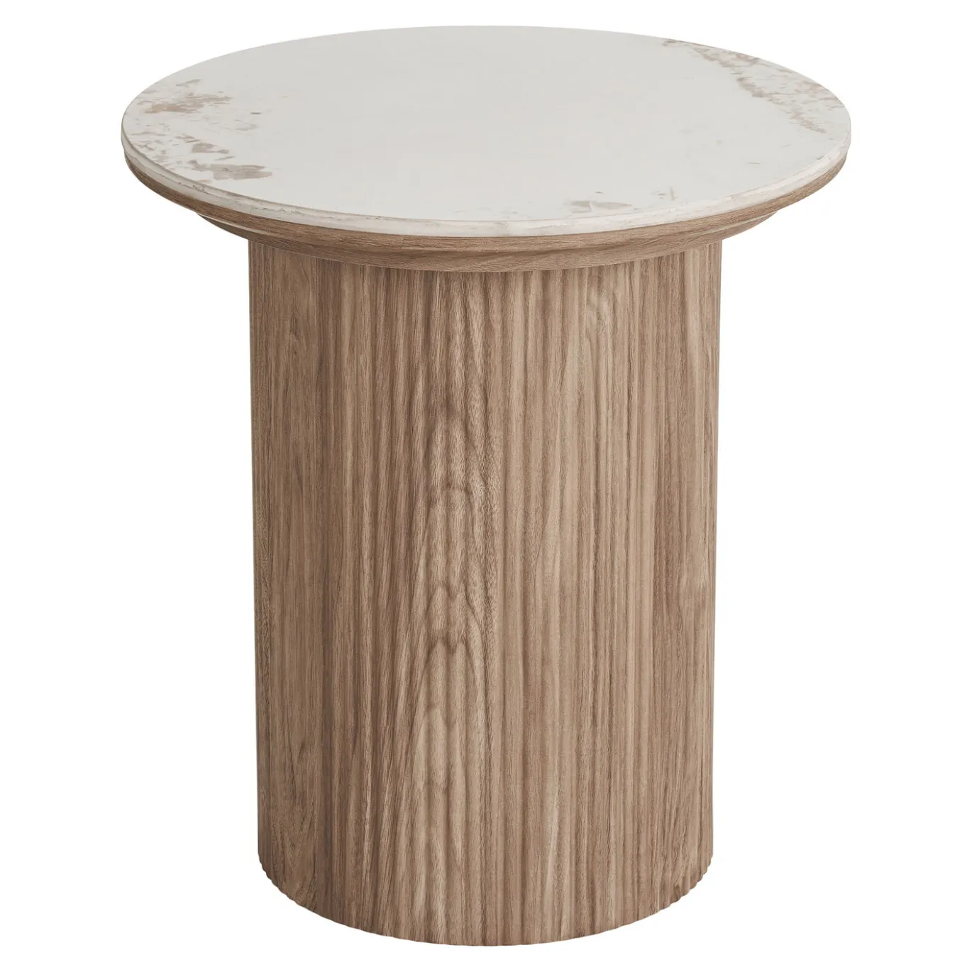 House Nordic Bijzettafel Athens Keramisch Wit/Bruin ø45cm