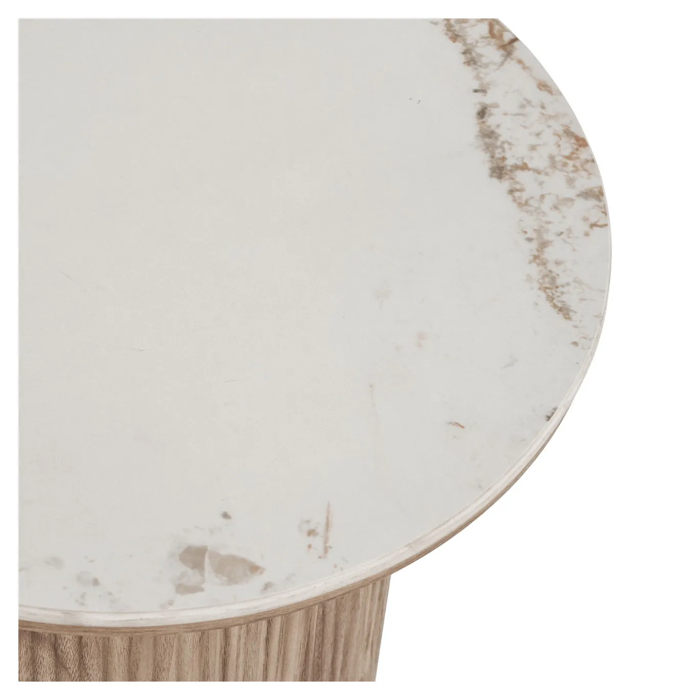 House Nordic Bijzettafel Athens Keramisch Wit/Bruin ø45cm