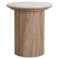 House Nordic Bijzettafel Athens Keramisch Wit/Bruin ø45cm
