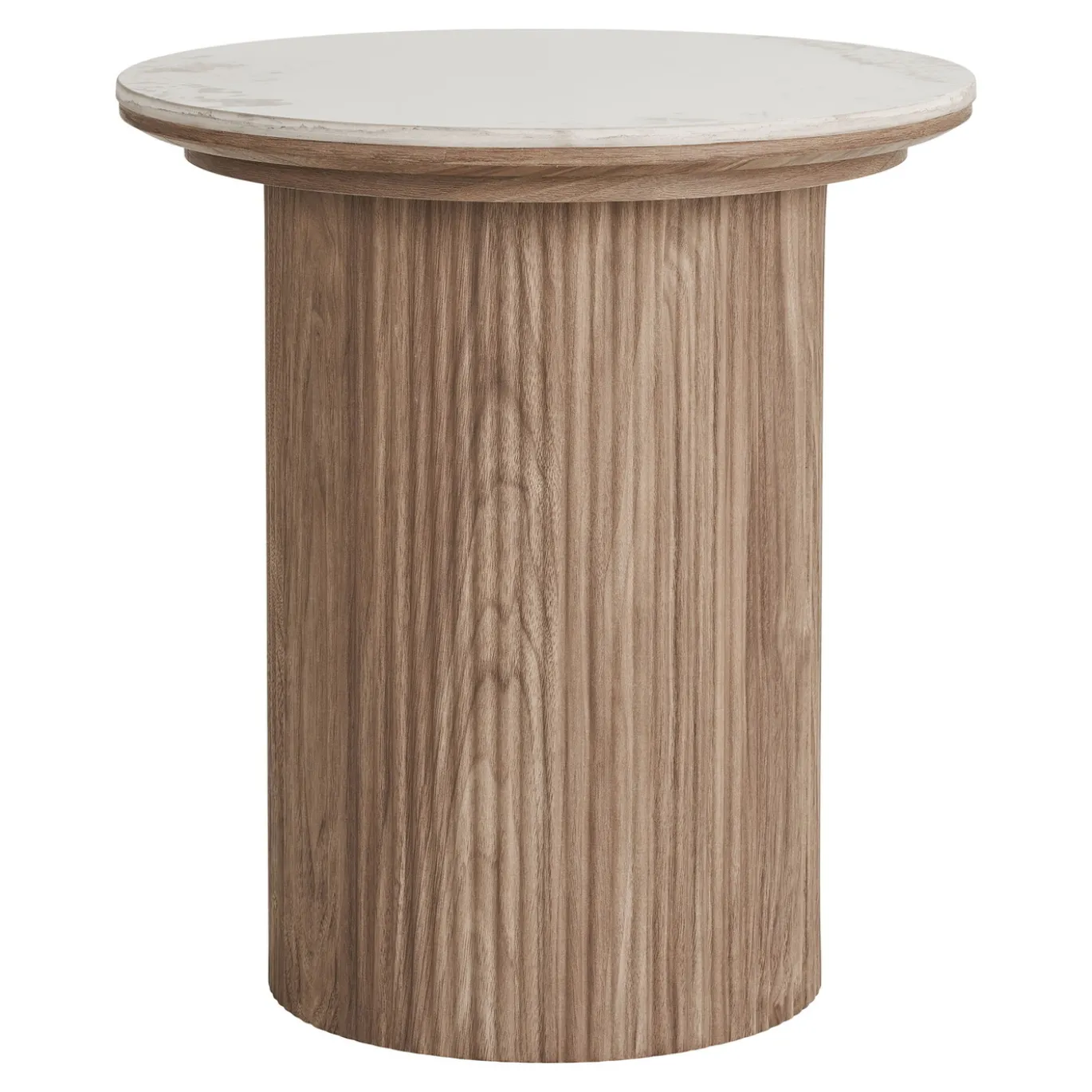 House Nordic Bijzettafel Athens Keramisch Wit/Bruin ø45cm