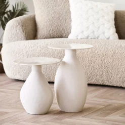 House Nordic Bijzettafel Calais Metaal Off-White ø36x50cm