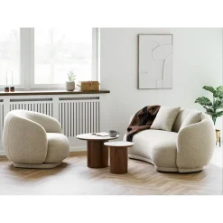 House Nordic Bijzettafel Noli Keramisch Wit/Donkerbruin ø40cm