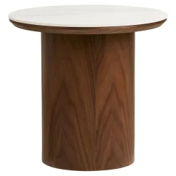 House Nordic Bijzettafel Noli Keramisch Wit/Donkerbruin ø40cm