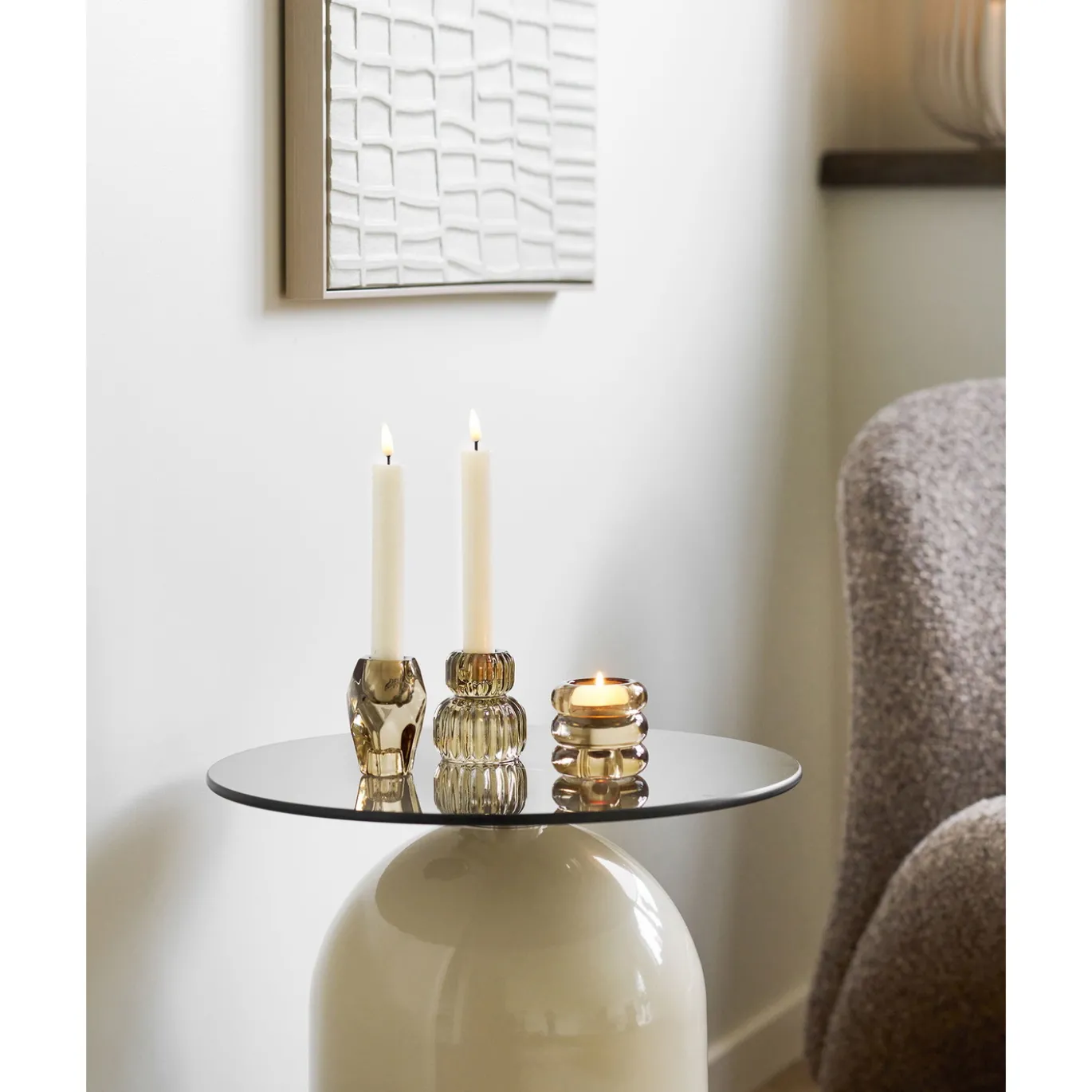 House Nordic Bijzettafel Ravello Grijs/Beige ø40cm
