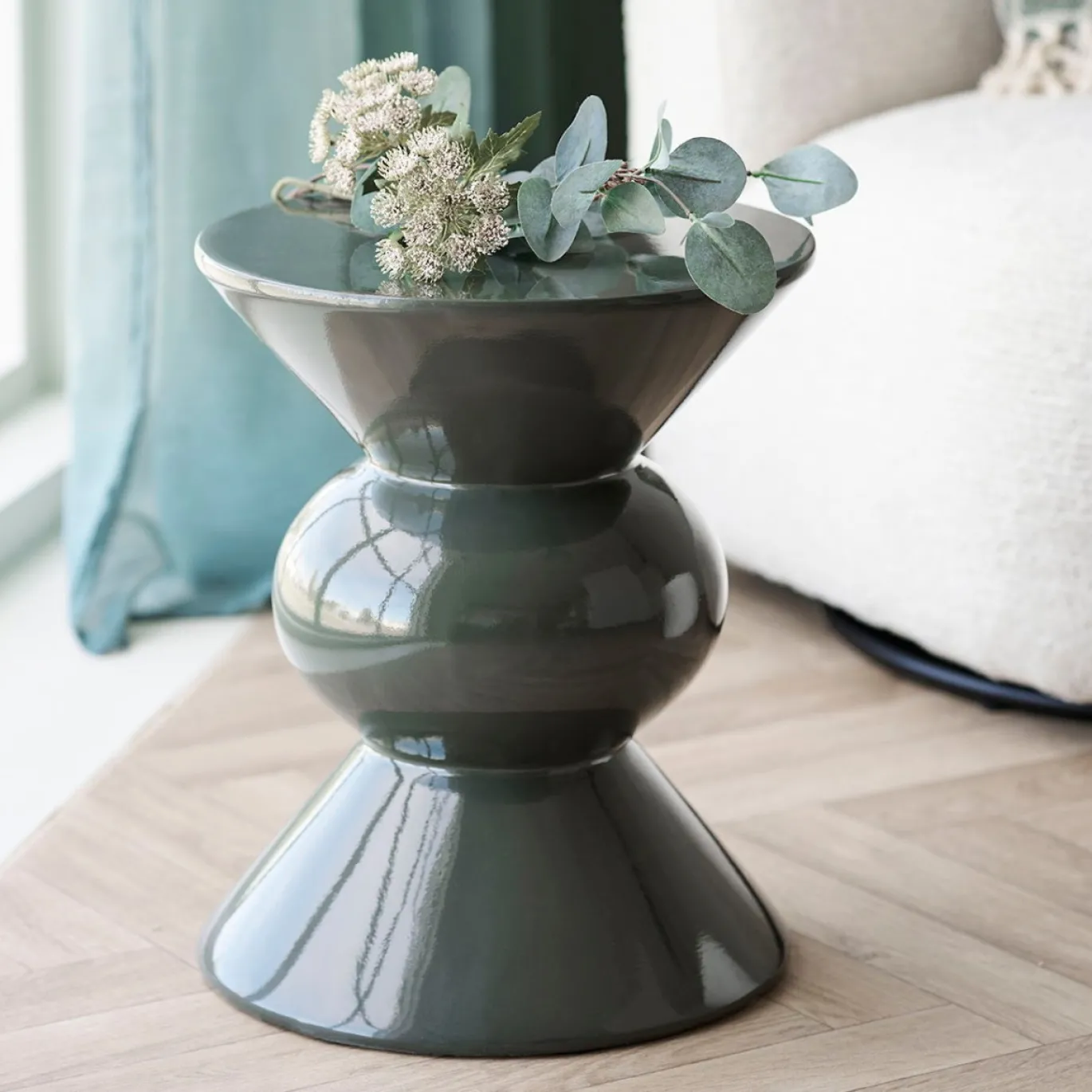 House Nordic Bijzettafel Rosolina Fiberglas Groen ø34cm