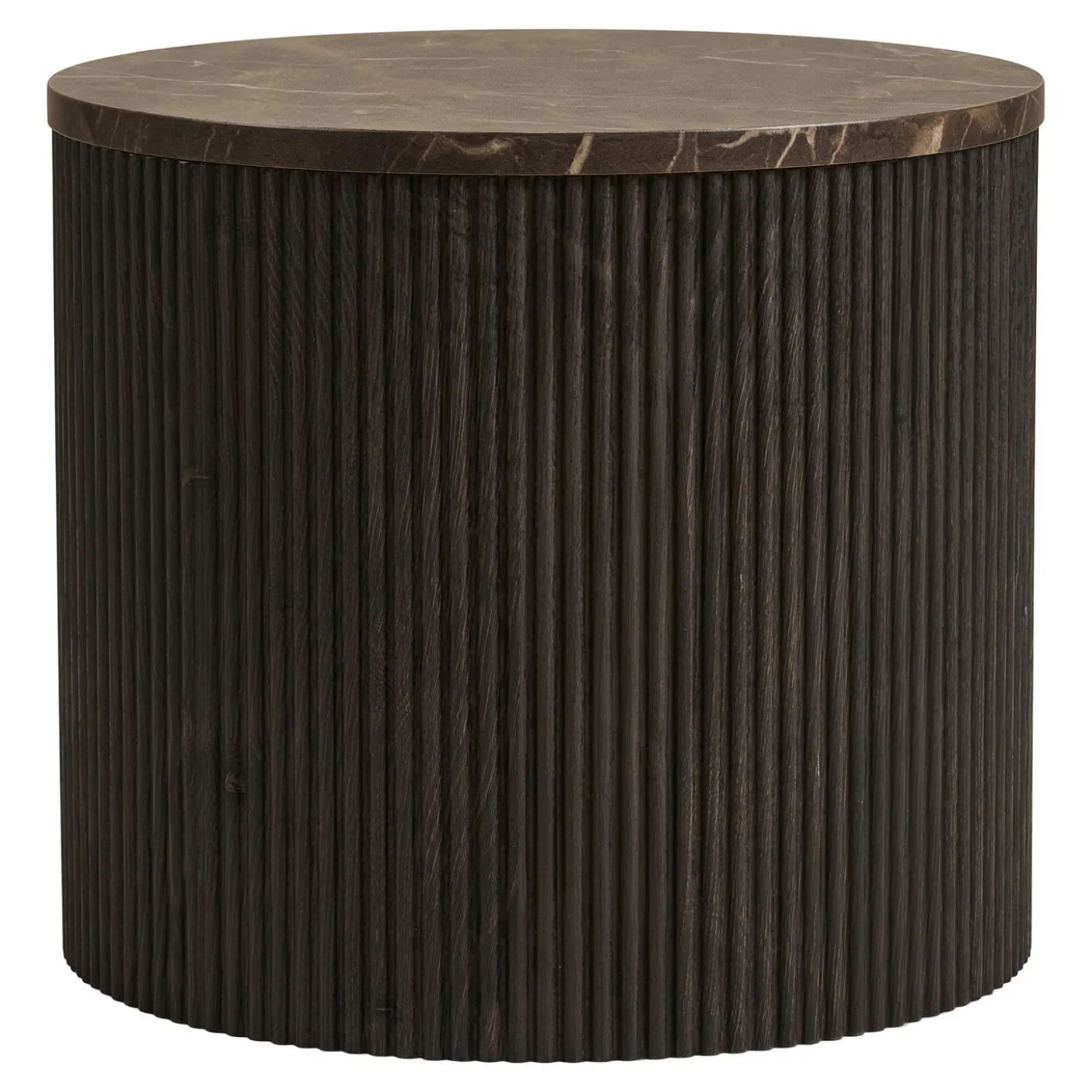 House Nordic Bijzettafel Rota Marmerlook Donkerbruin ø45cm