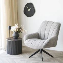 House Nordic Bijzettafel Rota Marmerlook Donkerbruin ø45cm