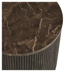 House Nordic Bijzettafel Rota Marmerlook Donkerbruin ø45cm