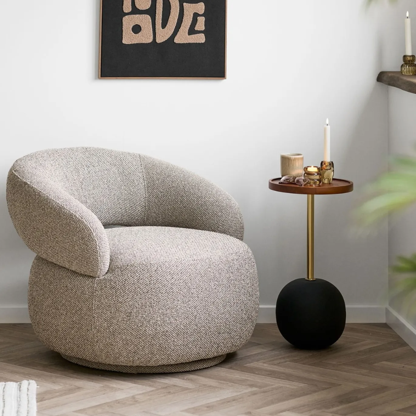 House Nordic Bijzettafel Sirone Donkerbruin/Zwart Ø30cm