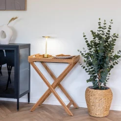 House Nordic Dienblad Tafel Ronda Teak Naturel 60x40x70cm