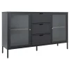 House Nordic Dressoir Dalby Zwart Staal met Glas