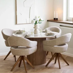 House Nordic Eetkamerset Athens Rond en Dover met 4 stoelen