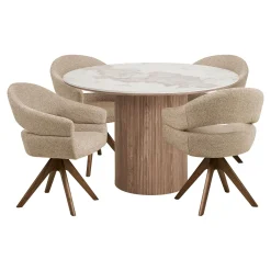 House Nordic Eetkamerset Athens Rond en Dover met 4 stoelen