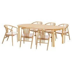 House Nordic Eetkamerset Bundaberg en Agustin met 6 stoelen Naturel
