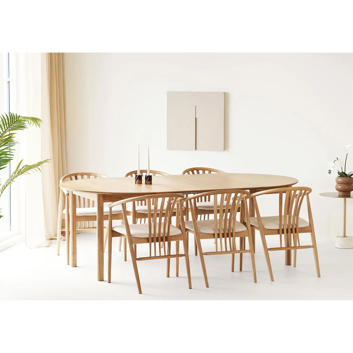 House Nordic Eetkamerset Bundaberg en Agustin met 6 stoelen Naturel
