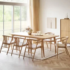 House Nordic Eetkamerset Darwin en Agustin met 6 stoelen Naturel