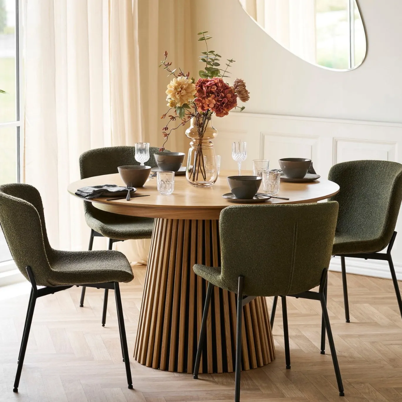 House Nordic Eetkamerset Osaka en Maceda met 6 stoelen Naturel