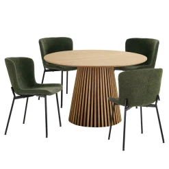 House Nordic Eetkamerset Osaka en Maceda met 4 Stoelen Naturel/Groen