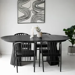 House Nordic Eetkamerset Osaka en Agustin met 4 stoelen Zwart