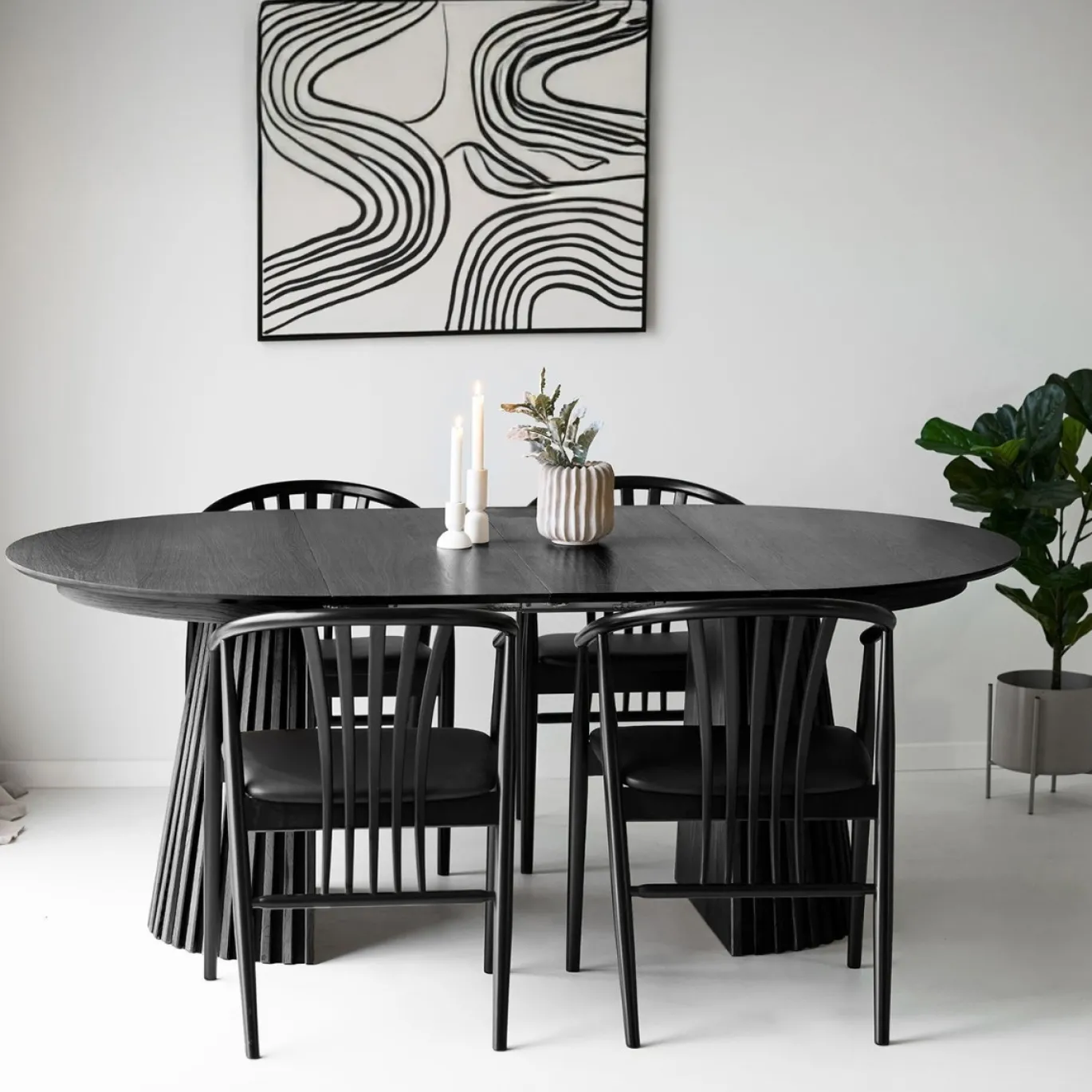 House Nordic Eetkamerset Osaka en Agustin met 4 stoelen Zwart