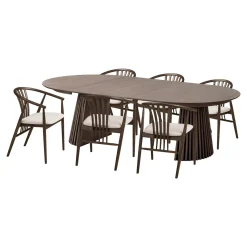 House Nordic Eetkamerset Osaka en Agustin met 6 stoelen Donkerbruin