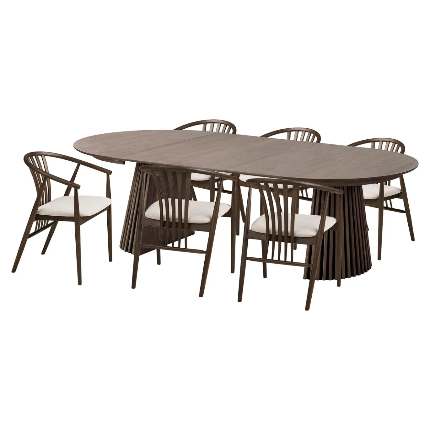 House Nordic Eetkamerset Osaka en Agustin met 6 stoelen Donkerbruin